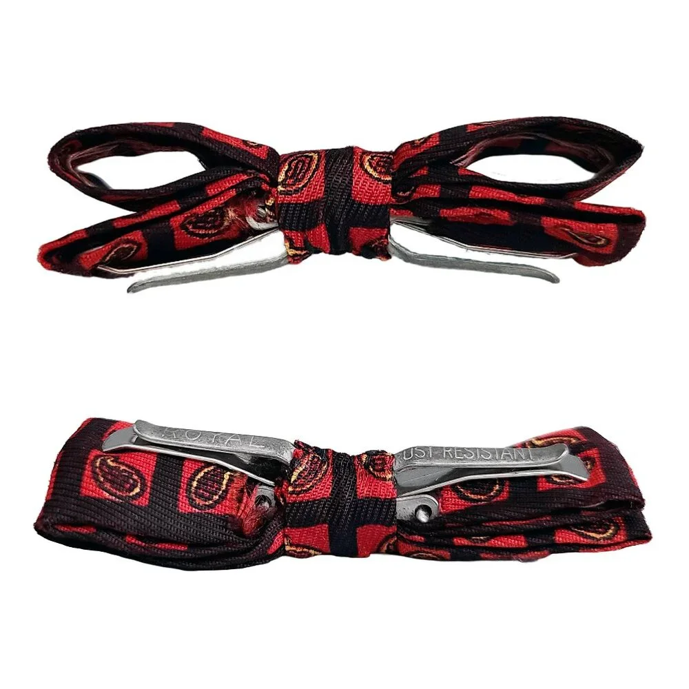 ROYAL Vintage Kids Bow Tie ~ Clip-On ~ Red/Black Paisley